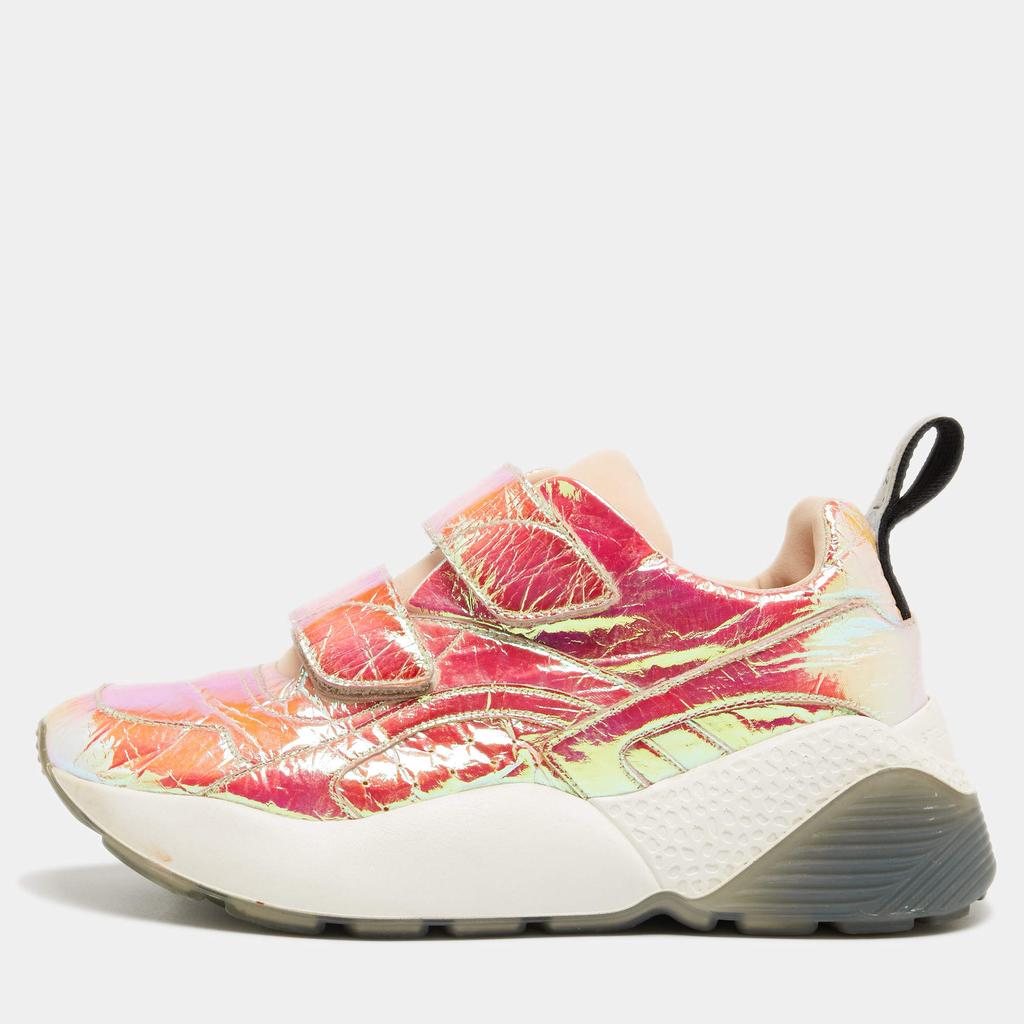 Stella McCartney Stella McCartney Multicolor Holographic Faux Leather Velcro Strap Sneakers Size 39