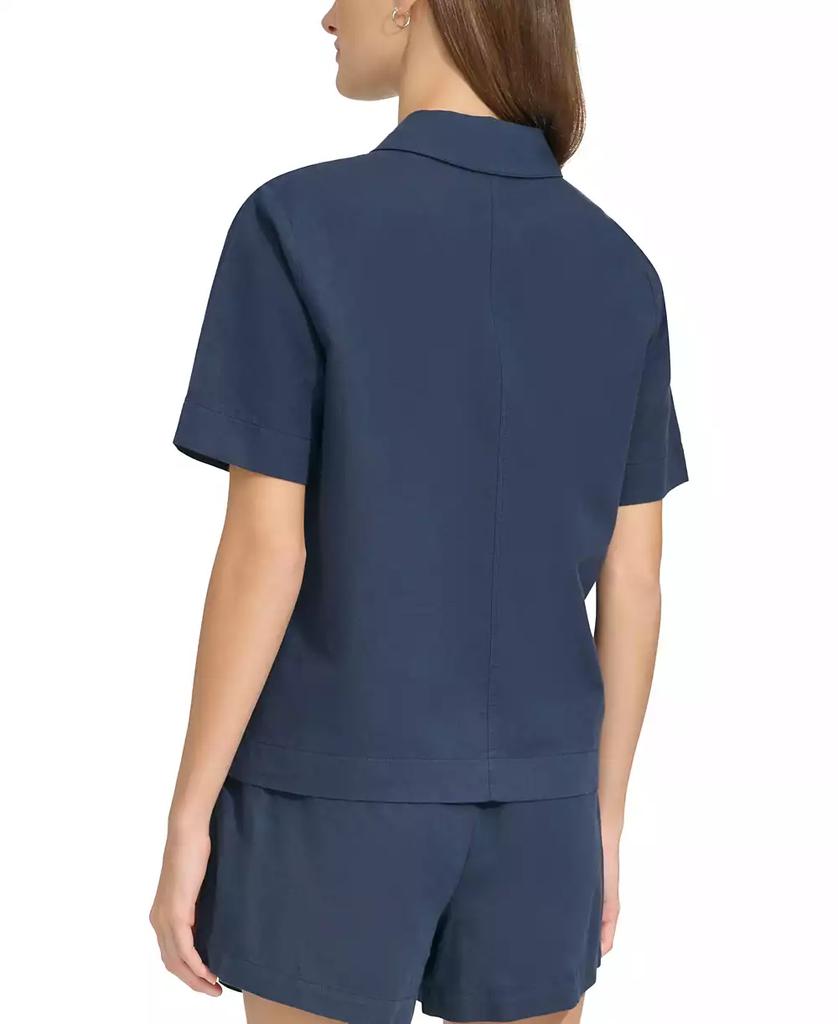 Marc New York by Andrew Marc Women's Short-Sleeve Washed Button-Front Camp Shirt
