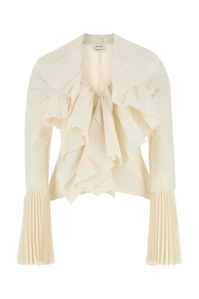 Alexander McQueen Ivory wover paper blend blouse
