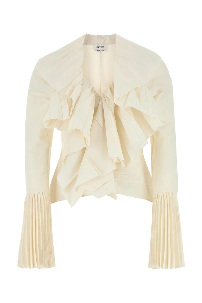 Alexander McQueen Ivory wover paper blend blouse 1