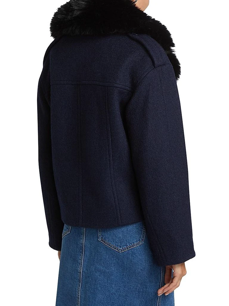 Mercer Collective Georgia Faux Fur Collar Double-Breasted Peacoat 5