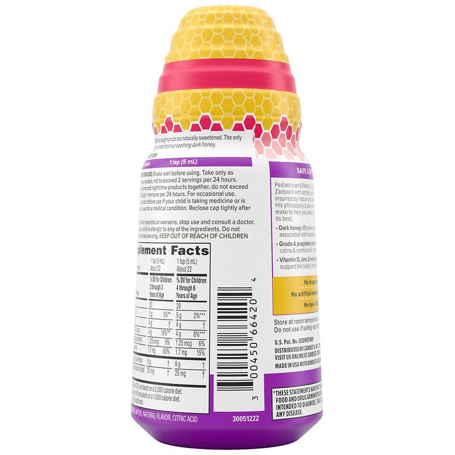 ZarBee's Naturals Children's Day Honey Cough Syrup + Immune Natural Mixed Berry