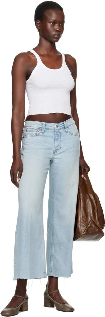 Re/Done White Hanes Edition Cropped Ribbed Tank Top 4