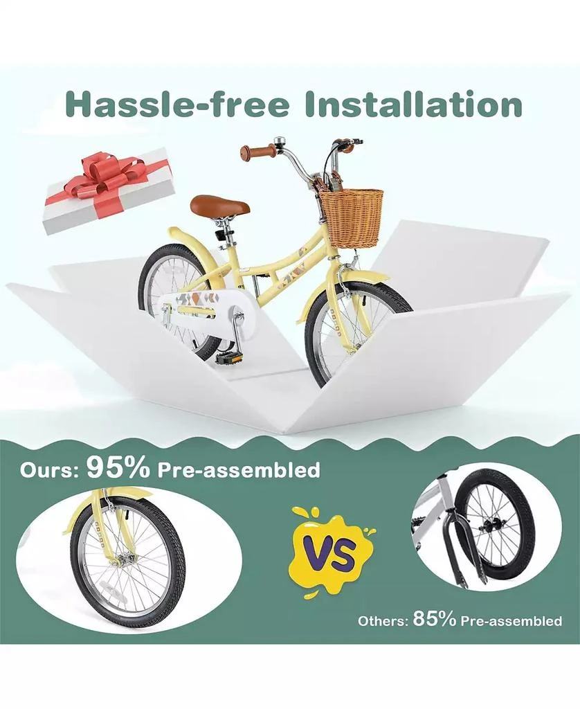 HONGGE 18 Inch Kids Bike Adjustable Bicycle with Reflectors and Bell for Children 4-8 Years Old-18 inches 6