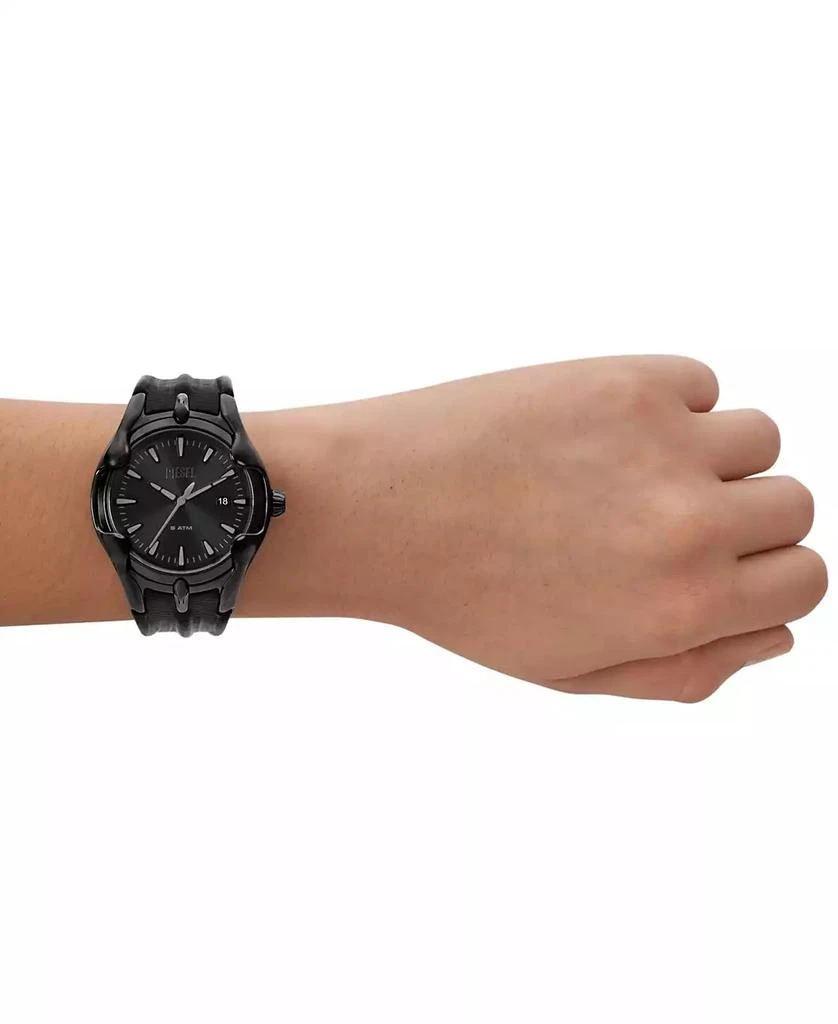 Diesel Men's Vert Three Hand Date Black Leather Watch 44mm 4