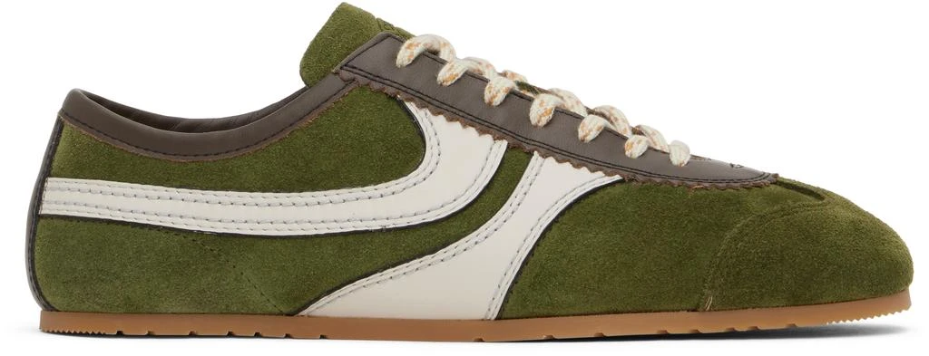 Dries Van Noten Green & Off-White Suede Sneakers 1