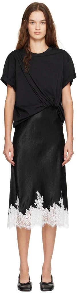 3.1 Phillip Lim Black Draped T-Shirt Slip Combo Midi Dress 1