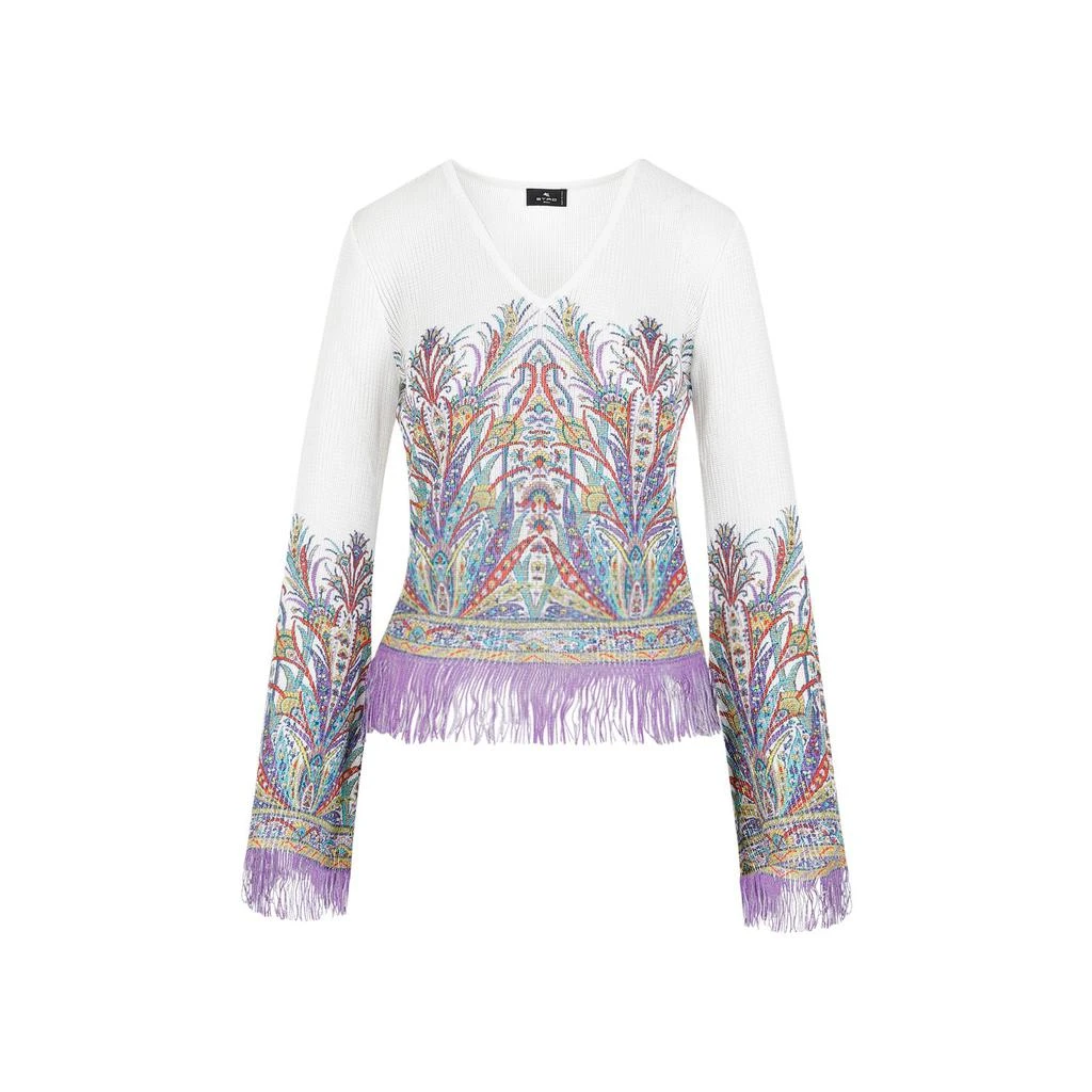 ETRO Etro Floral Intarsia-Knit V-Neck Jumper 1