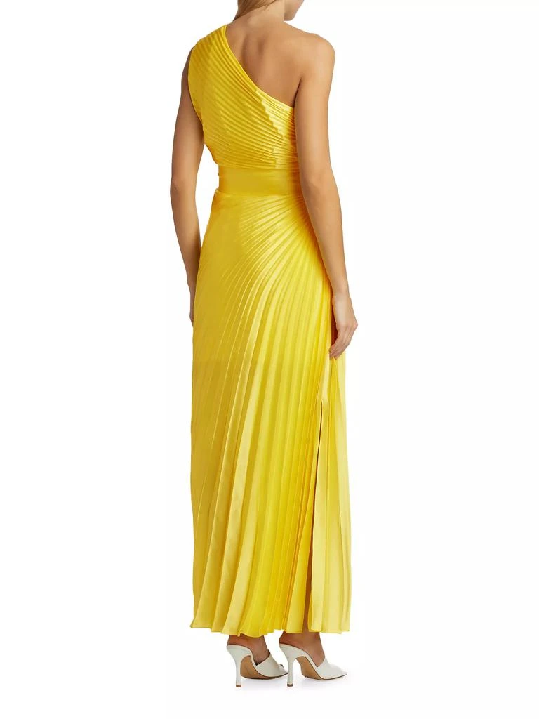 Milly Estelle Pleated Satin One-Shoulder Dress 5