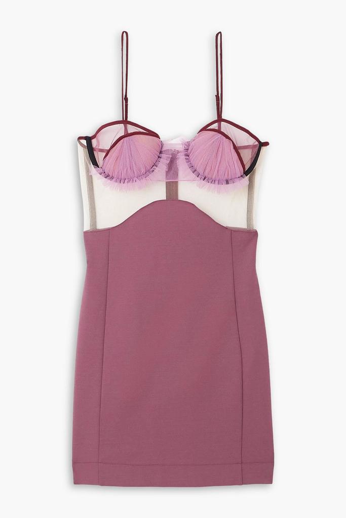 Nensi Dojaka Gathered tulle-trimmed stretch-crepe mini dress