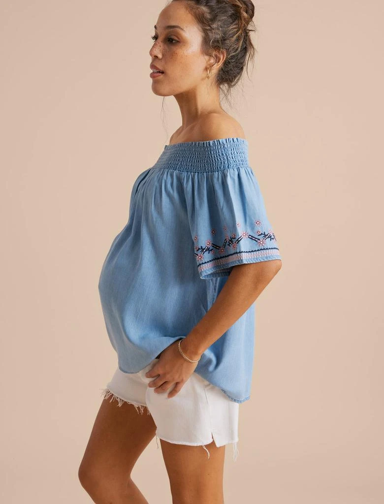 A Pea in the Pod Embroidered Chambray Maternity Top 2