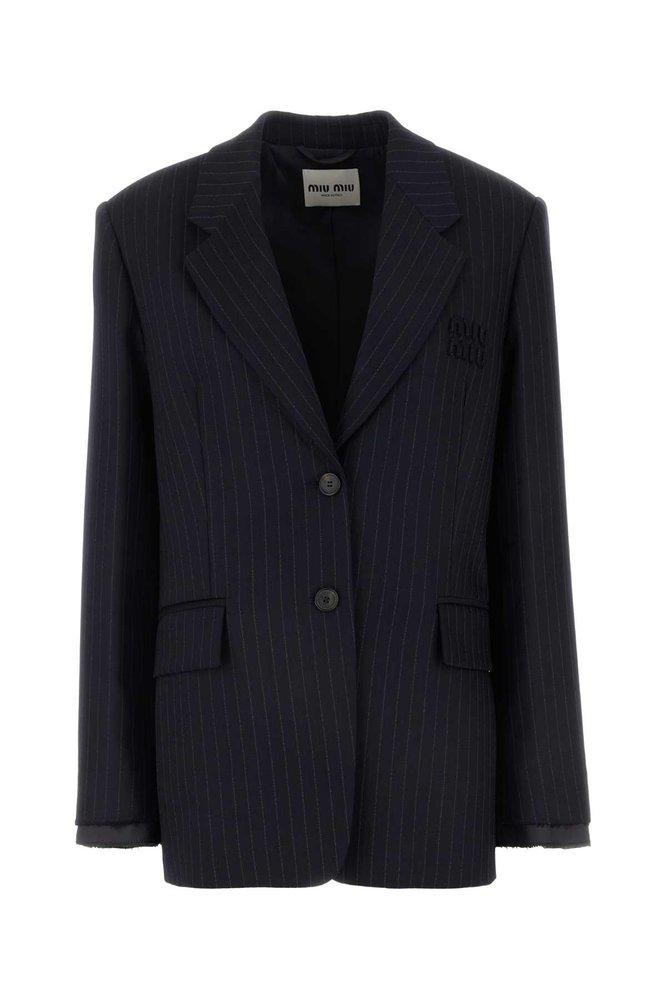 ジャケット MIUMIU SINGLE-BREASTED PINSTRIPE WOOL BLAZER Miu Miu Miu Miu Pinstriped Single-Breasted Tailored Blazer