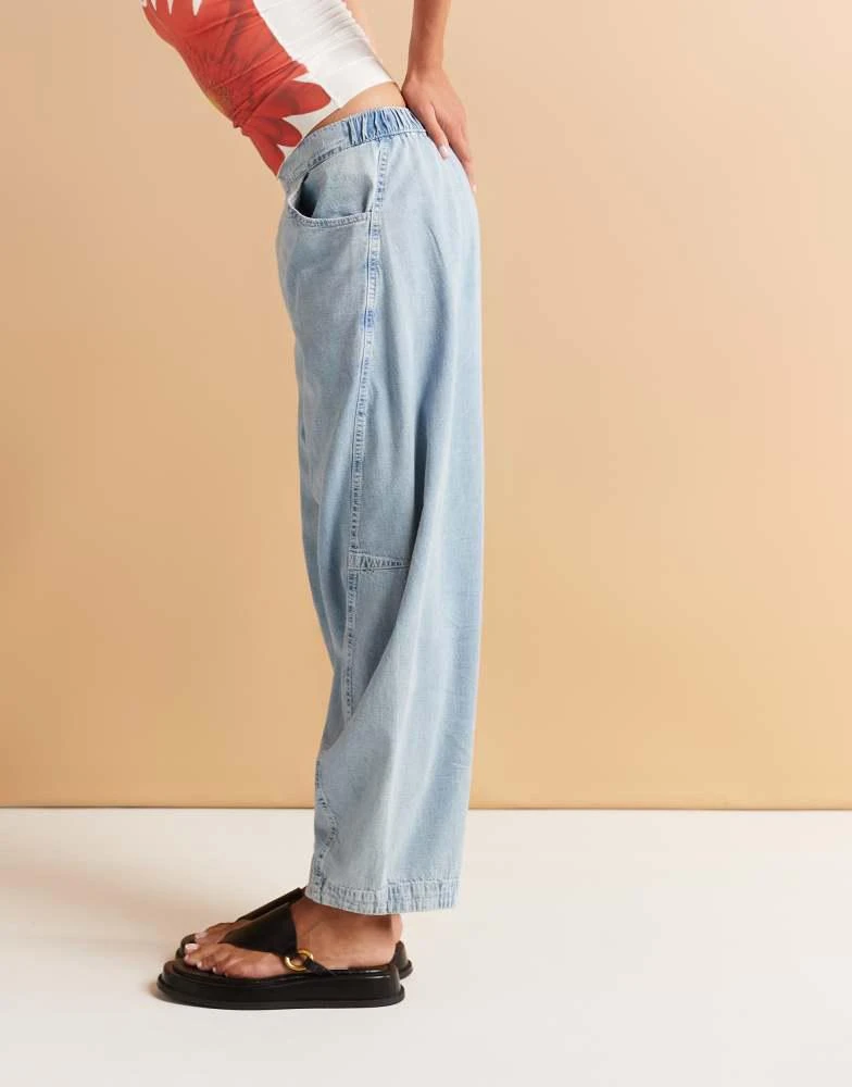 ASOS ASOS DESIGN soft harem jeans in mid blue 3