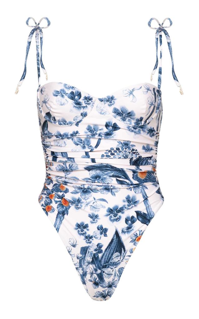 Agua by Agua Bendita Agua by Agua Bendita - Rabano Petalo Ruched One-Piece Swimsuit - White - XS - Moda Operandi