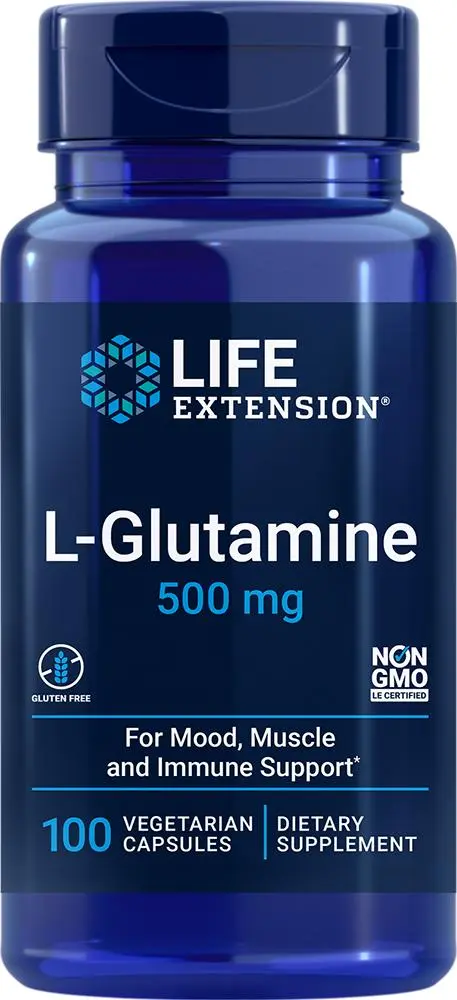 Life Extension Life Extension L-Glutamine, 100 - 500 mg (500 mg, 100 capsules, Vegetarian)