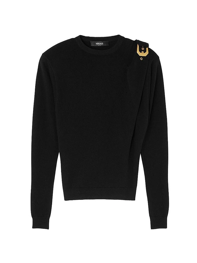 Versace Buckle-Shoulder Wool Sweater 1