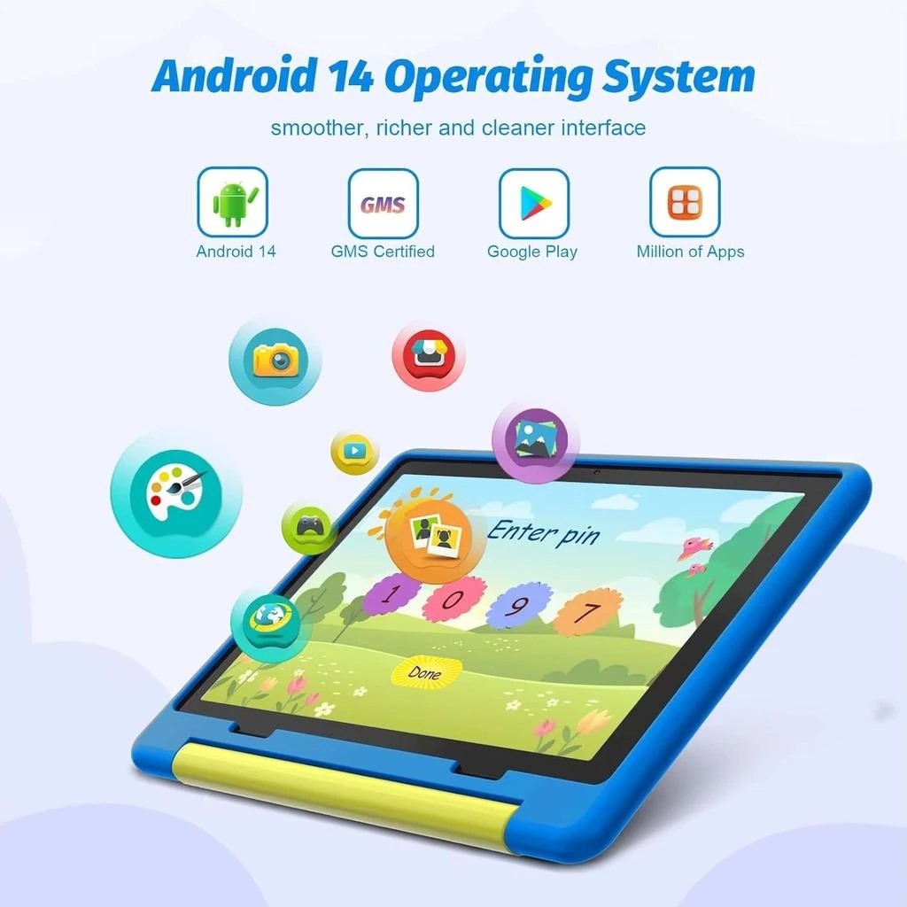 AEEZO-US 10-Inch Android Kids Tablet - 14 Octa-Core, 8GB RAM, 64GB ROM, Parental Control, Includes Protective Case - Ideal Gift for Toddlers 5