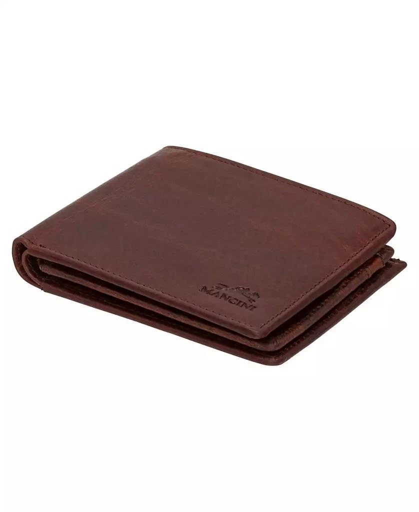 Mancini Leather Goods Men's Buffalo RFID Secure Center Wing Billfold Wallet 6