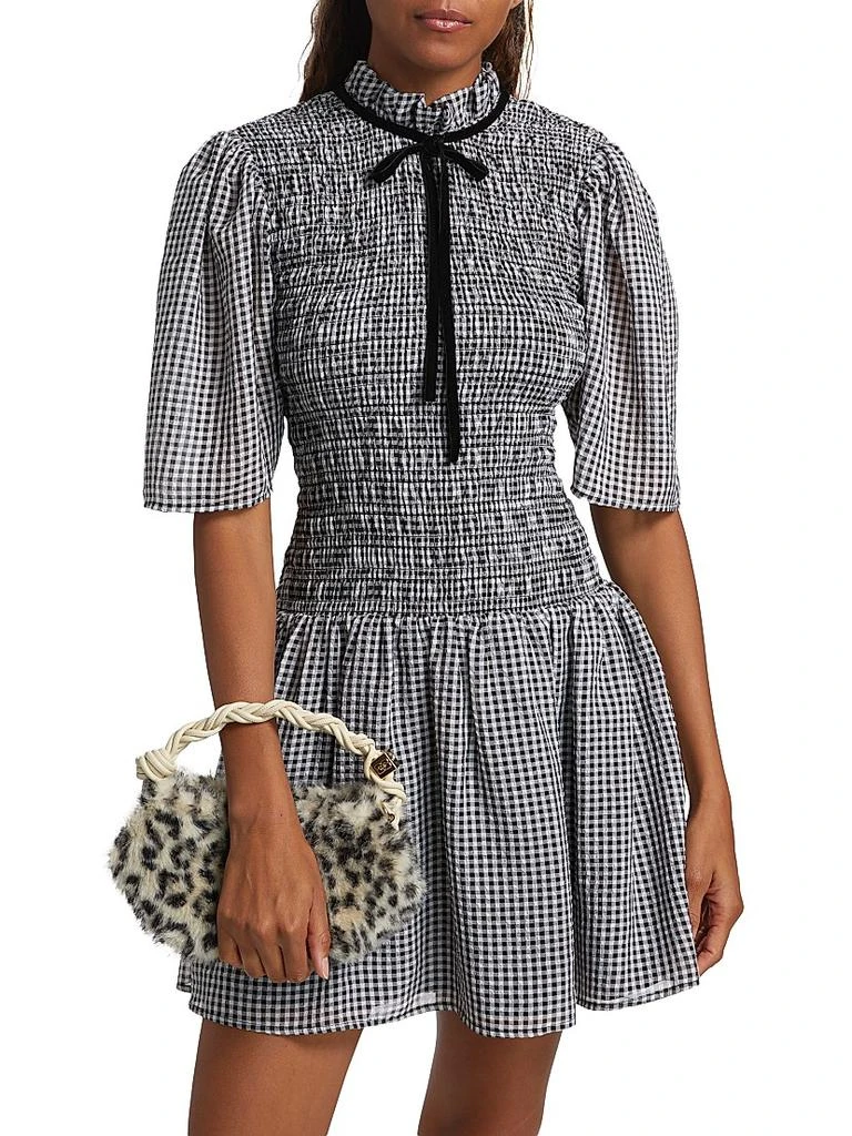 knee length dresses for ladies Black and White Houndstooth Turtleneck Mini Dress L - Black/White | Rachel Antonoff - L