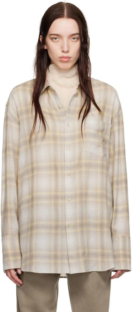 AURALEE Yellow Airy Wool Check Shirt 1
