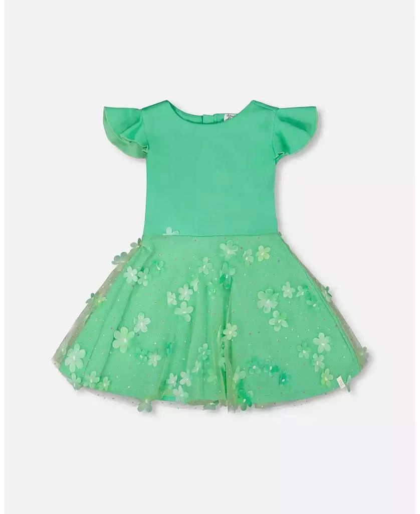 Deux par Deux Big Girls Bi-Material Dress Bright Mint Green