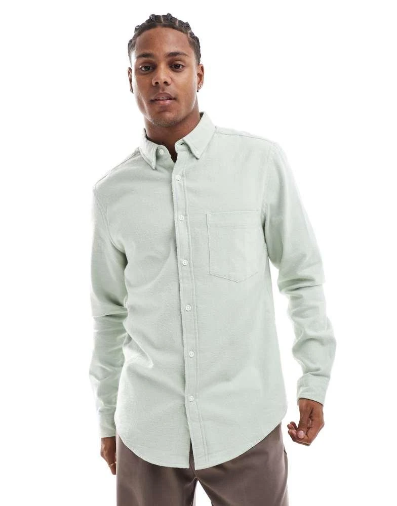 ASOS ASOS DESIGN brushed oxford regular shirt in sage green 1