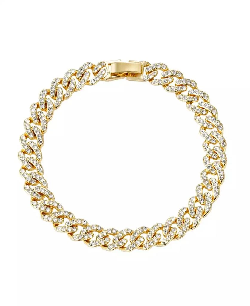 ADORNIA Gold Crystal 8mm Curb Chain Bracelet