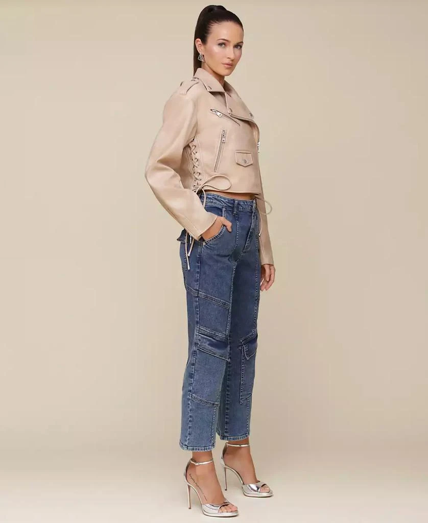 Avec Les Filles Women's Wide-Shoulder Cropped Biker Jacket 7