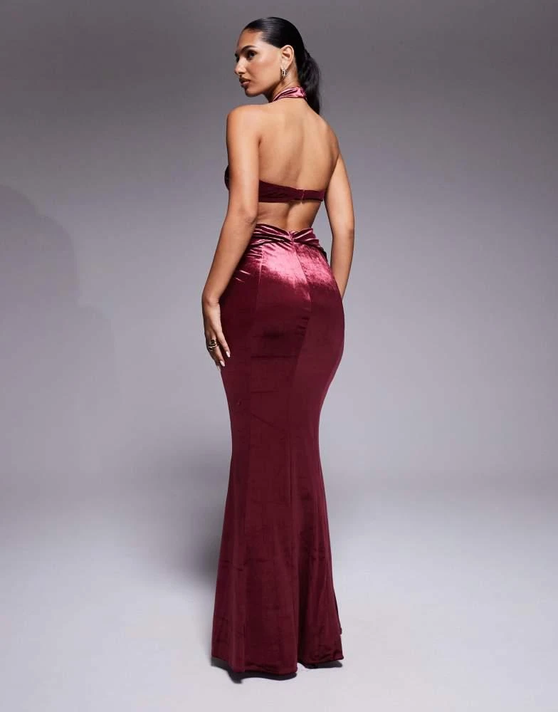Velvet Halter Neck Maxi Dress in Wine - 6 | Oh Polly Velvet Halter Neck Maxi Dress in Wine - 6 | Oh Polly