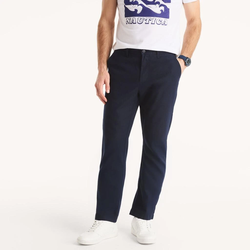 Nautica Mens Flat-Front Linen Deck Pant 2