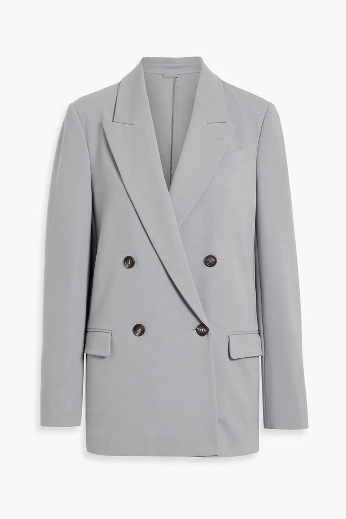 Double-breasted bead-embellished cotton-blend jersey blazer