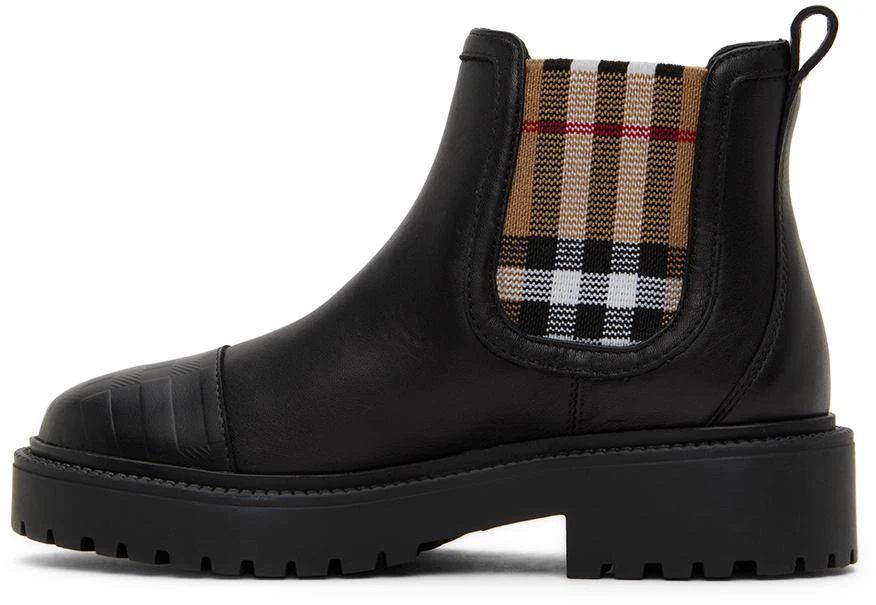 Burberry Kids Black Check Detail Chelsea Boots 3