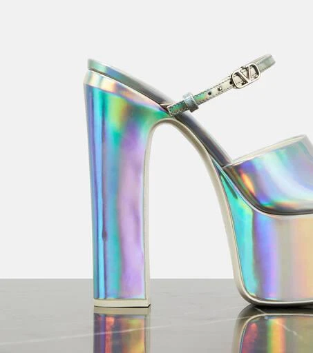 Valentino VLogo holographic platform sandals 6