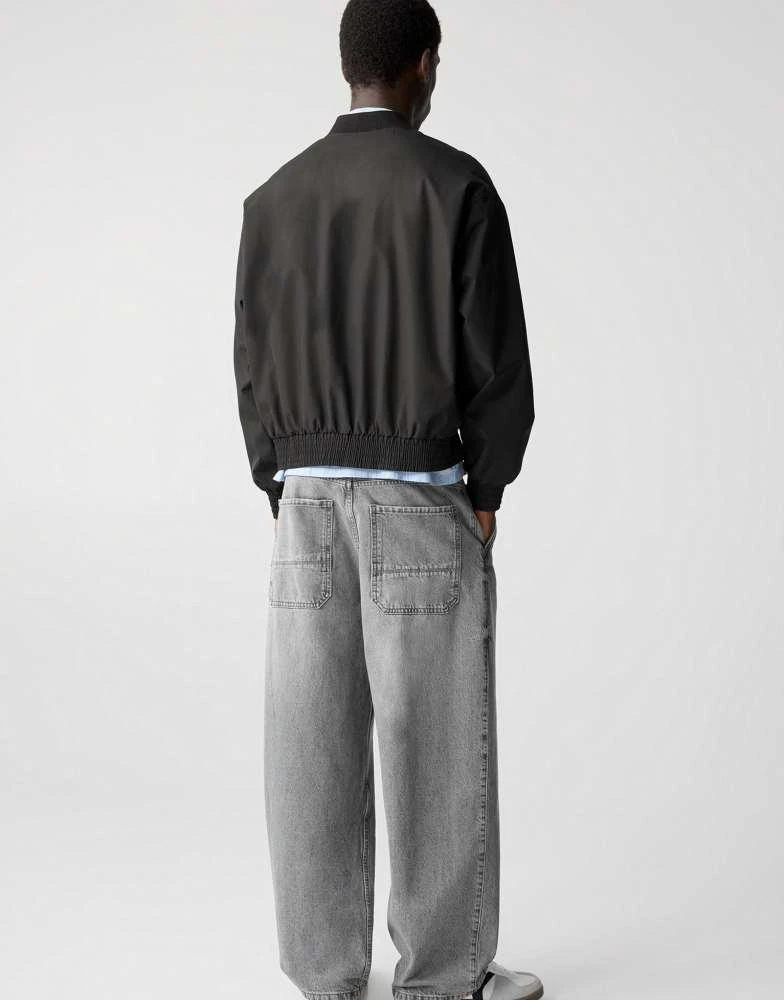 Pull&Bear Pull&Bear light weight bomber jacket in black 4