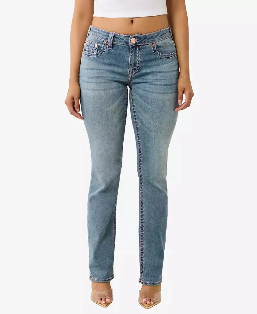 True Religion Women's Billie Mid Rise Straight Big T Jeans 1