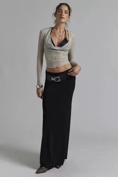 Silence + Noise Silence + Noise Miley Metallic Mesh Cowl Neck Twoffer Top 1