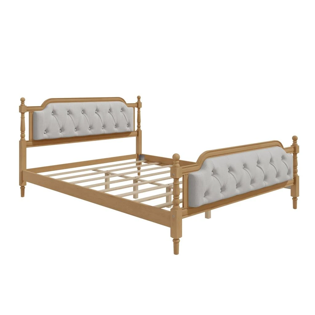 Streamdale Furniture Streamdale Antique Walnut Queen Bed, Tufted Headboard 3