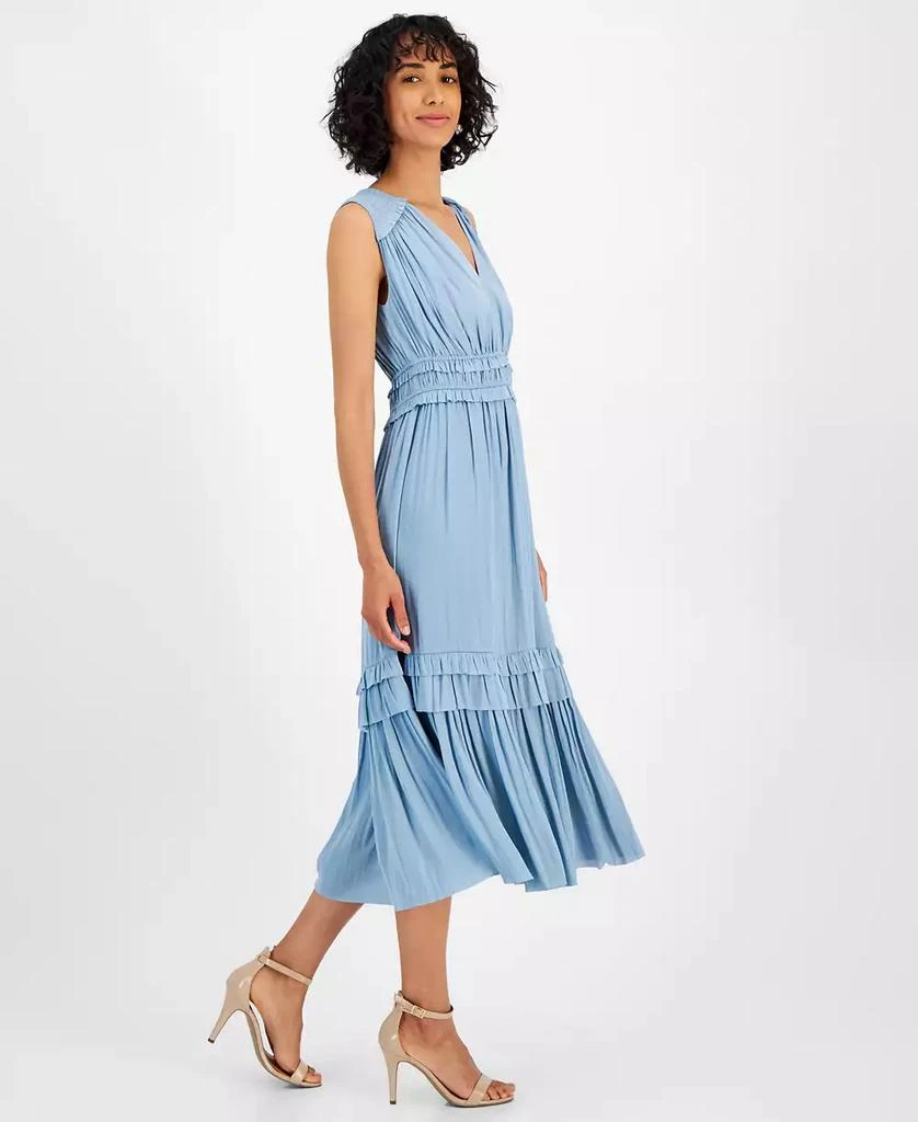 Tahari Women's Smocked Sleeveless Tiered Midi Dress 3