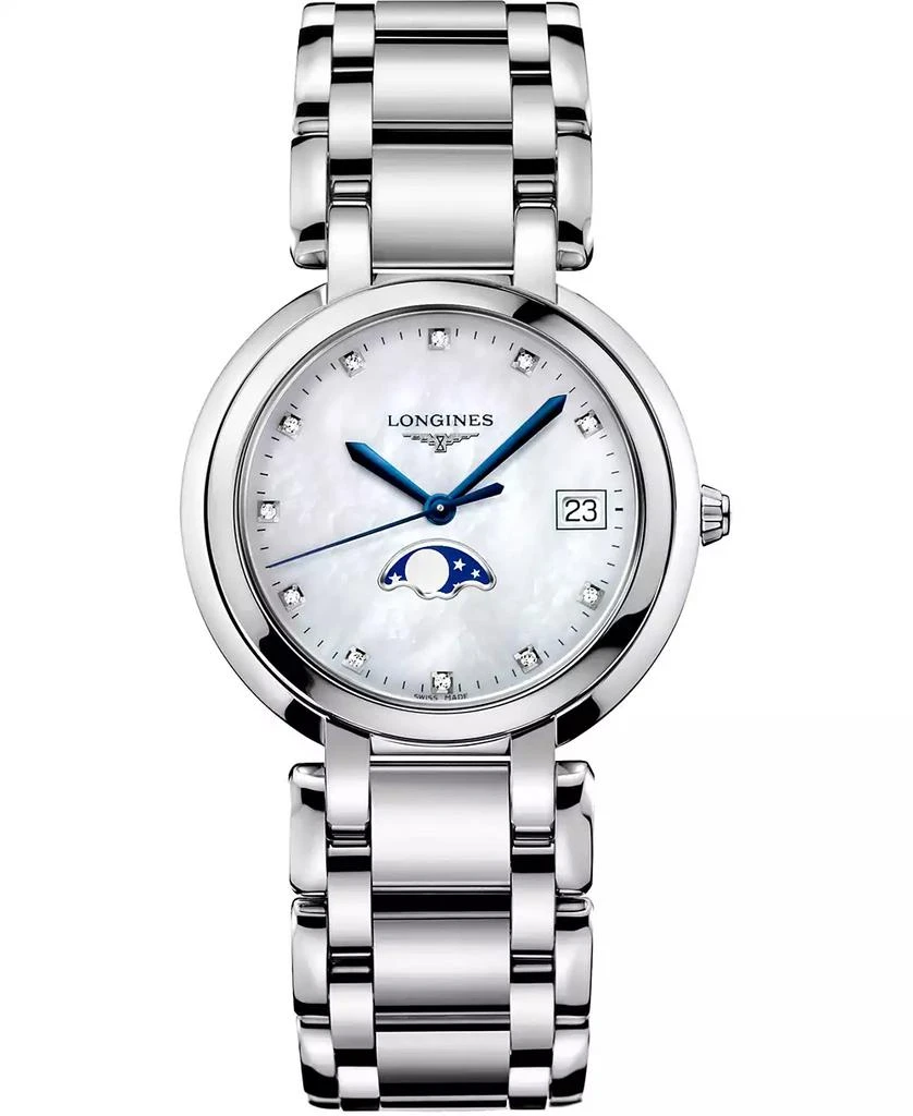 Longines Women's Swiss PrimaLuna Diamond-Accent Stainless Steel Bracelet Watch 34mm 1