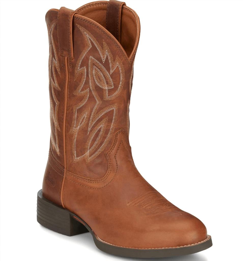 Justin Men's Rendon Brown Western Boots - Ee Width In Cognac