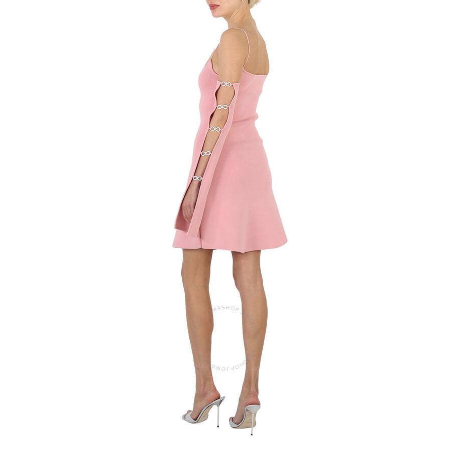 Mach & Mach Ladies Light Pink Amelie Crystal Embellished Cutout Mini Dress