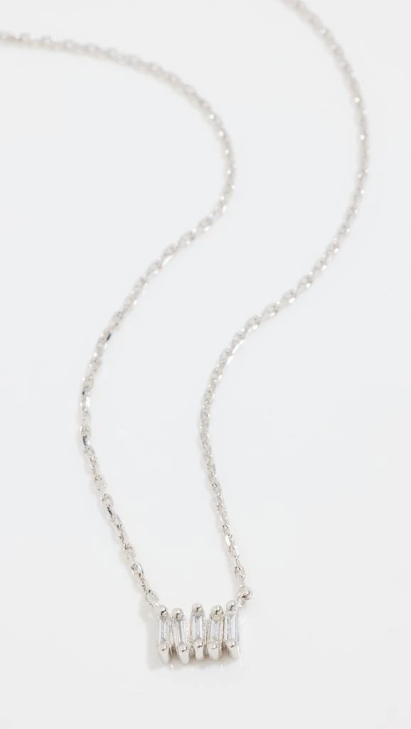 Suzanne Kalan 14k White Gold Classic Diamond Micro Bar Pendant Necklace 1