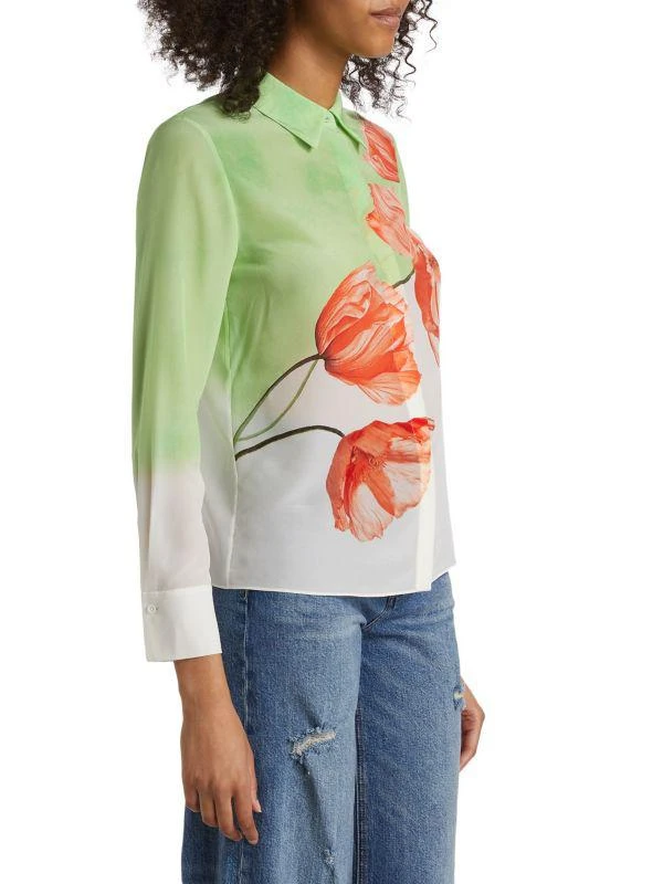 Alice + Olivia Brady Ombré Floral Silk Shirt 3