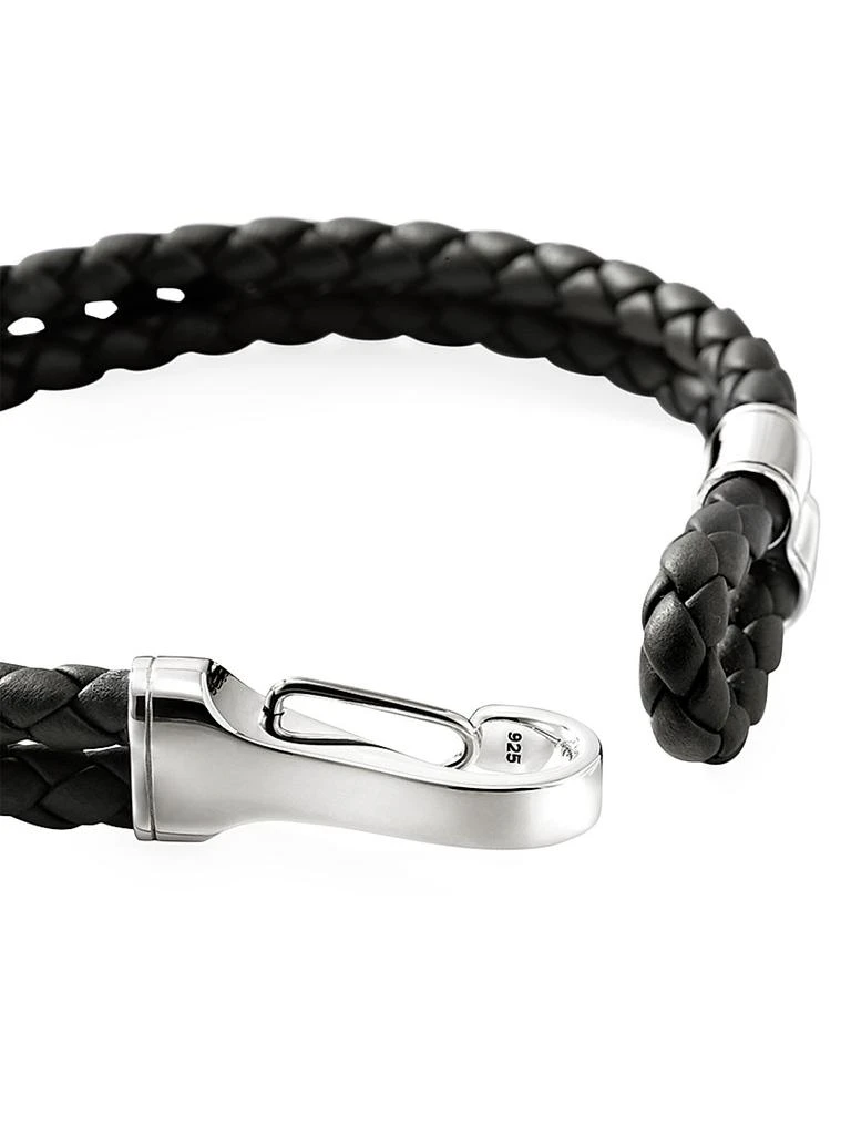 John Hardy Braided Leather & Sterling Silver Double Row Bracelet 7