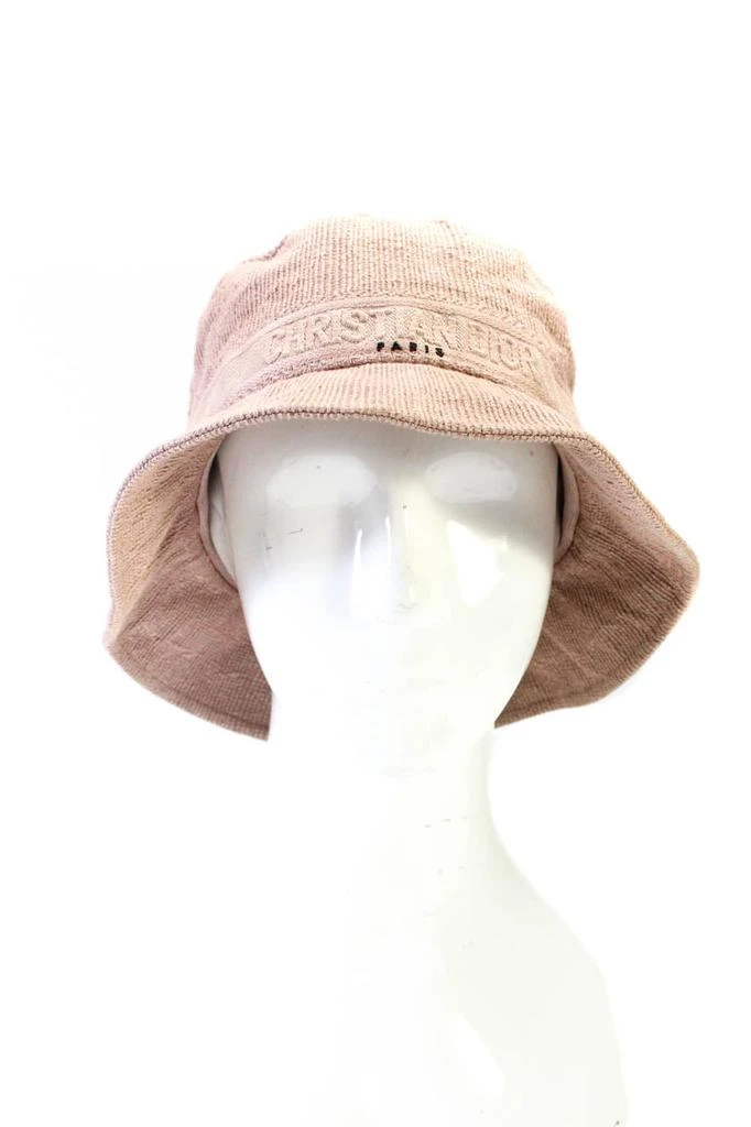 Dior Womens Cotton Logo Trim Bucket Hat Pink 1