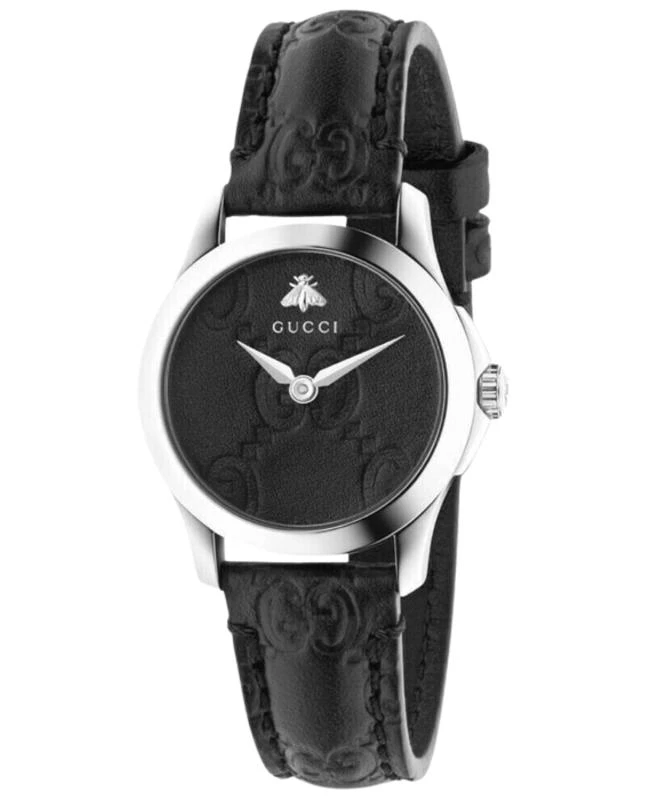 Gucci Gucci G-Timeless Black Dial Leather Strap Men's Watch YA126579A 1