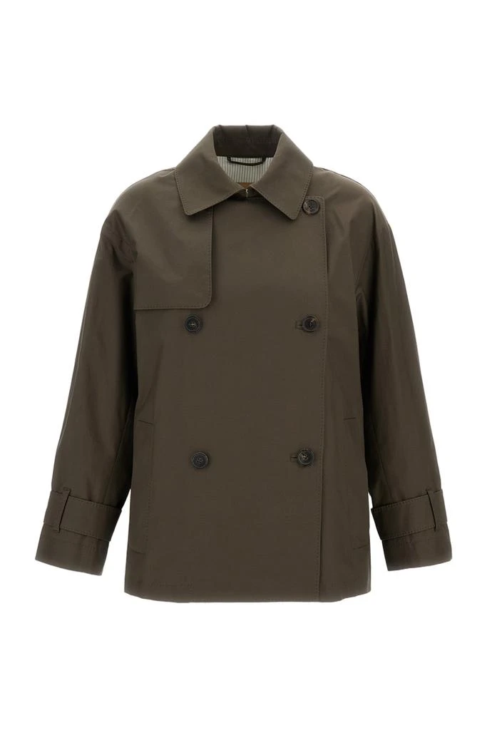 Max Mara Short Double-Breasted Camel Trench Coat with Classic Details