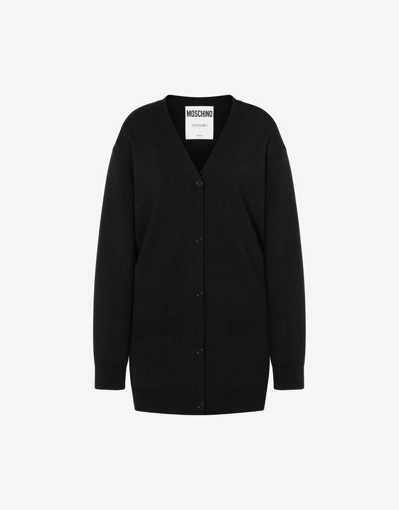 Moschino Allover Logo Wool Cardigan