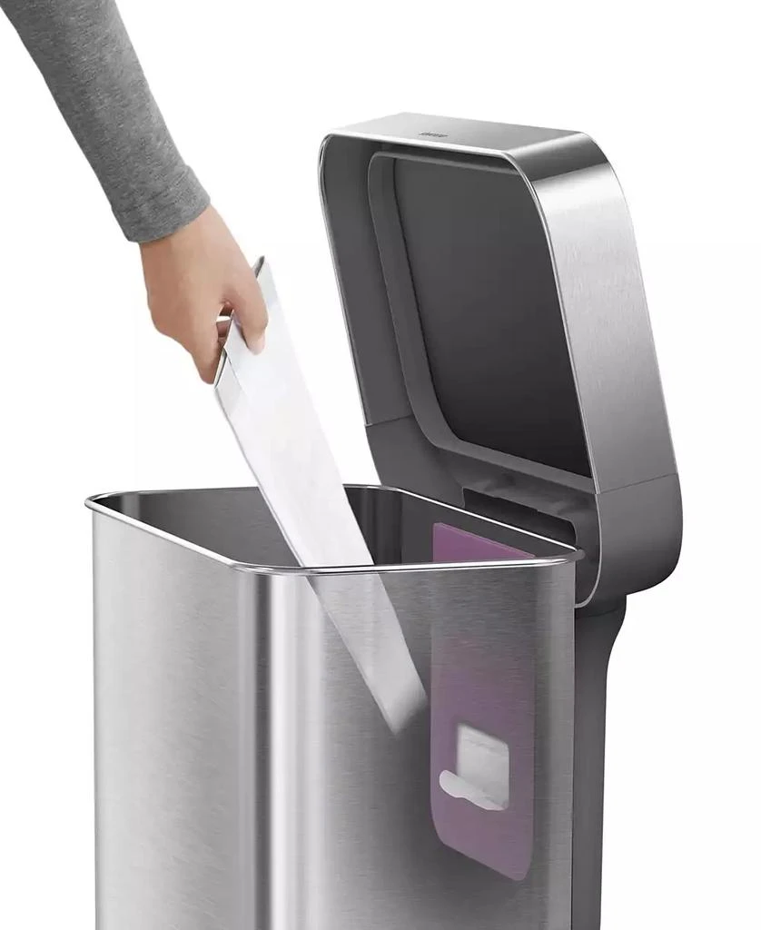 simplehuman 45 Liter Rectangular Liner Rim Steel Kitchen Trash Can with Liner Pocket 9