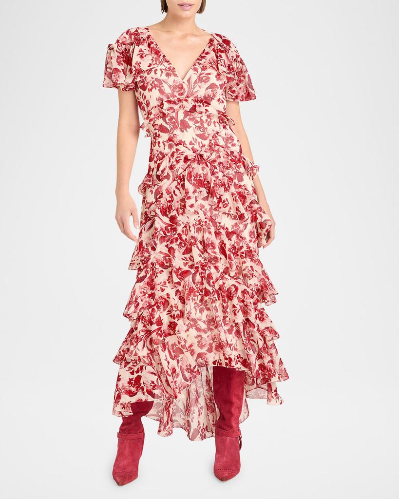 Cinq a Sept Tatum Floral Ruffled Maxi Dress